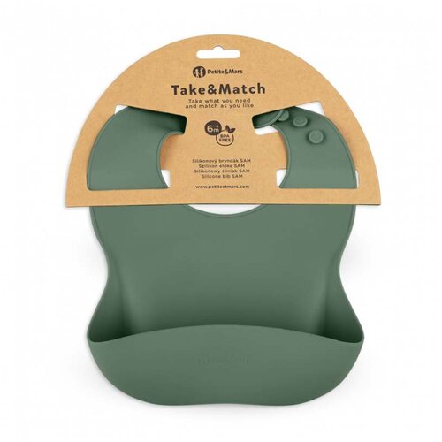 Petite&amp;amp;Mars silikonski podbradak 6 m+ Take&amp;amp;Match, Misty Green Slike