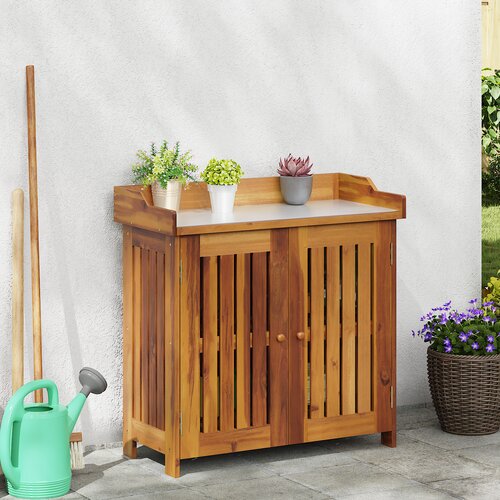 vidaXL Vrtni ormar s pohranom s vratima Smeđa 78 x 36.5 x 78cm Cijene