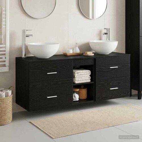  Set ormarića za kupaonicu 3 kom. Crni hrast 49,5 x 35 x 63 cm Cene