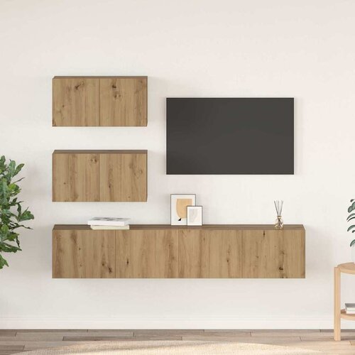 vidaXL Set TV komoda Zidne s pohranom s vratima 4 pcs hrast artisan 80 x 30 x 30 cm Cijene