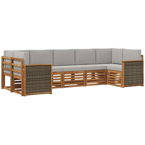 vidaXL Kotna sedežna garnitura z blazino 6 pcs Naravna in svetlo siva, (5000283860) Cene