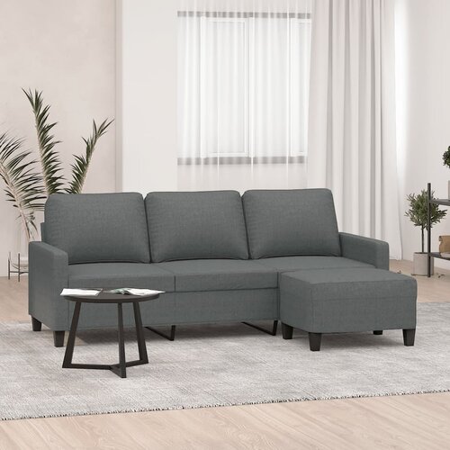 vidaXL Kavč trosed s stolčkom za noge temno siv 180 cm blago Cene