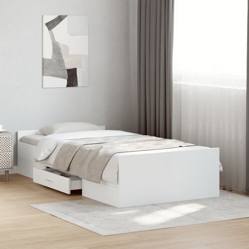Furnova Posteljni okvir s predali bel 100x200 cm inženirski les, (21935251) Slike