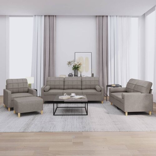  4-dijelni set sofa s jastucima smeđesivi od tkanine Cijene