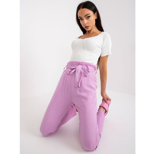Fashion Hunters Purple high waisted fabric trousers Slike