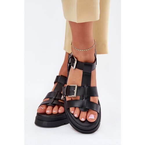 EVENTO Eco Leather Women's Sandals With Buckles Black Mireza Cijene