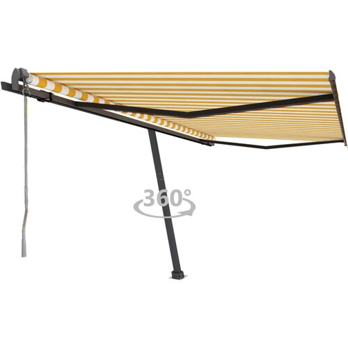 vidaXL prostostoječa avtomatska tenda 400x350 cm rumena/bela Cene