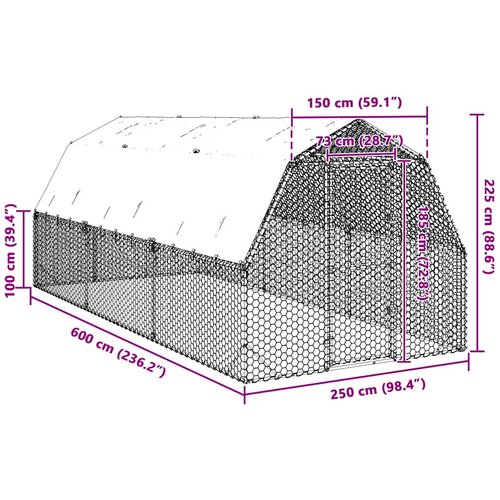  Kavez za koko&amp;scaron;i s krovom 2,5x6x2,25 m pocinčani čelik Slike