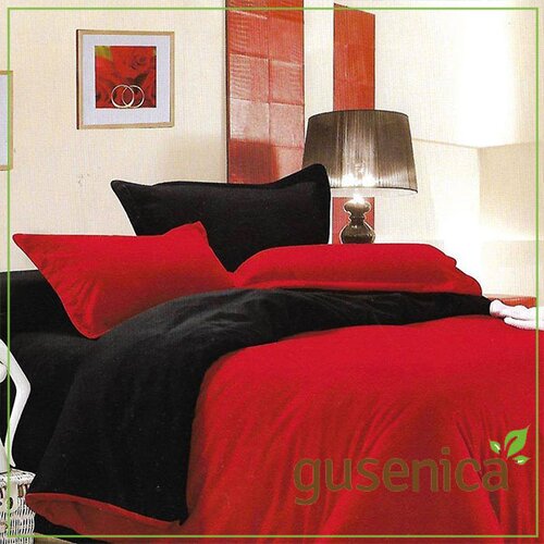 posteljina za bračni krevet crveno-crna Slike