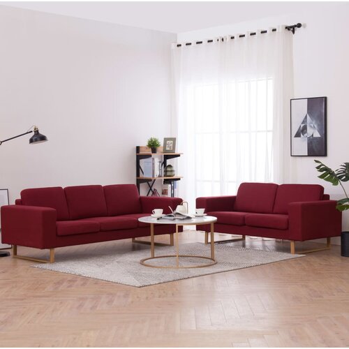  2-dijelni set sofa od tkanine crvena boja vina Cene