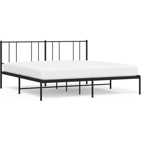 Maison Chic Kovinski Posteljni okvir - Dvoposteljna postelja - Zakonska postelja z vzglavjem črn 200x200 cm, (21692371) Slike