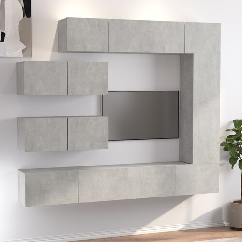 The Living Store Komplet TV omaric 7-delni betonsko siv inženirski les - Komplet TV Omaric, (21427934) Slike