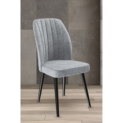 Hanah home set trpezarijskih stolica Platinum 6 kom, siva tkanina Jerry, crne metalne noge Cene