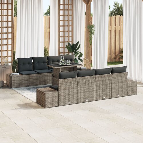 VidaXL vrtni sofa set Set od 7 Siva Ratan, Metal Vanjski namje&amp;scaron;taj Slike