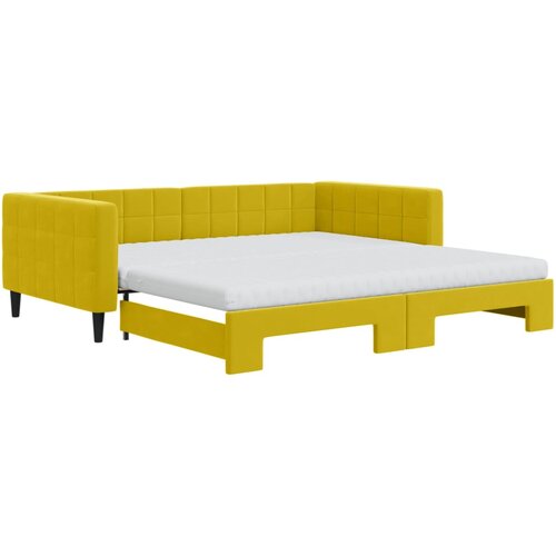 vidaXL izvlečna dnevna postelja z vzmetnicami rumena 100x200 cm žamet, (20937700) Cene