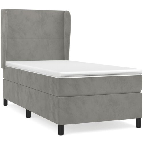 Maison Chic Box spring postelja - Vzmetna postelja z vzmetnico svetlo siva 80x200 cm žamet SL7793, (21903413) Cene