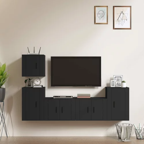 vidaXL 5-dijelni set TV ormarića crni od konstruiranog drva