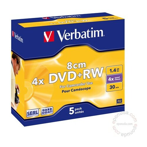 Verbatim DVD+RW 8CM 1.46GB 4X 43565 disk Slike