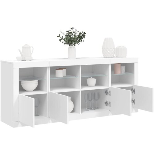  Komoda s LED svjetlima bijela 163 x 37 x 67 cm Cijene