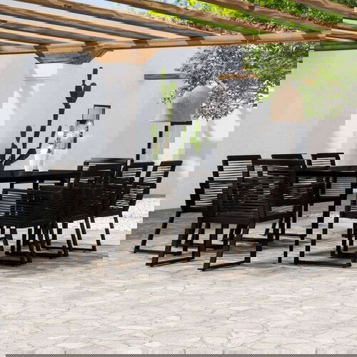  9-dijelni vrtni blagovaonski set crni Slike