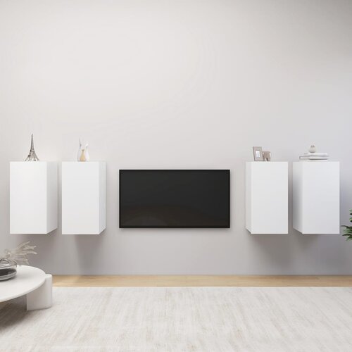 Furnova TV omarice 4 kosi bele 30,5x30x60 cm iverna plo&amp;scaron;ča, (21922899) Slike