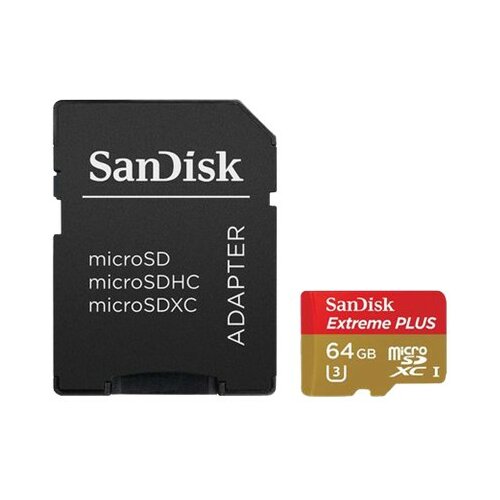 Sandisk Extreme PLUS microSDXC 64GB UHS-I U3 sa adapterom - SDSDQX-064G-U46A memorijska kartica Slike
