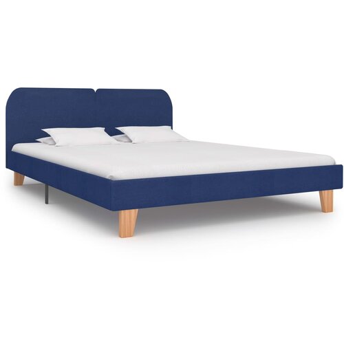 VidaXL Posteljni okvir brez vzmetnice modra tkanina 150x200 cm, (21829004) Slike