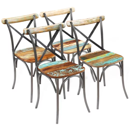 vidaXL Jedilni stoli 4 kosi iz trdnega predelanega lesa