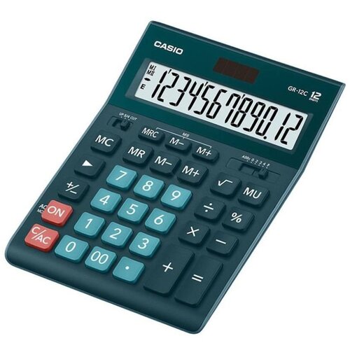 Casio namizni kalkulator GR-12C z dvojnim napajanjem 155x210mm temno zelen Slike