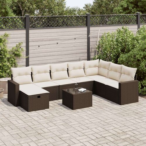 vidaXL 9-dijelni set vrtnih sofa s jastucima poliratan smeđi Cijene
