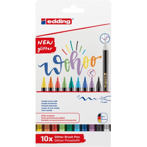 Edding BRUSHPEN 1-6MM 10BOJA GLITTER EDDING 1340/10 BLISTER Slike