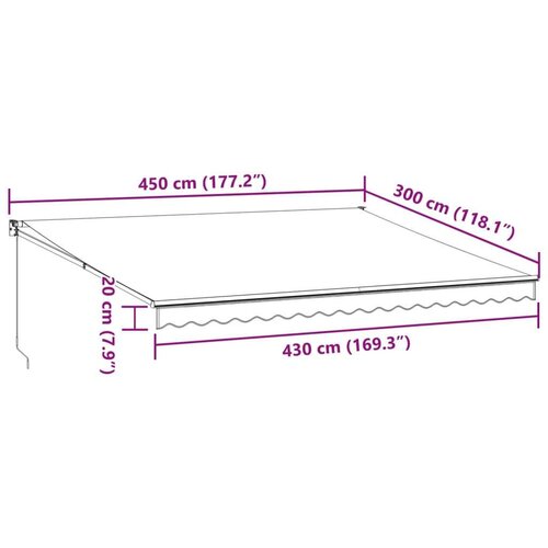 Tenda na uvlačenje antracit-bijela 4 5x3 m tkanina i aluminij Slike