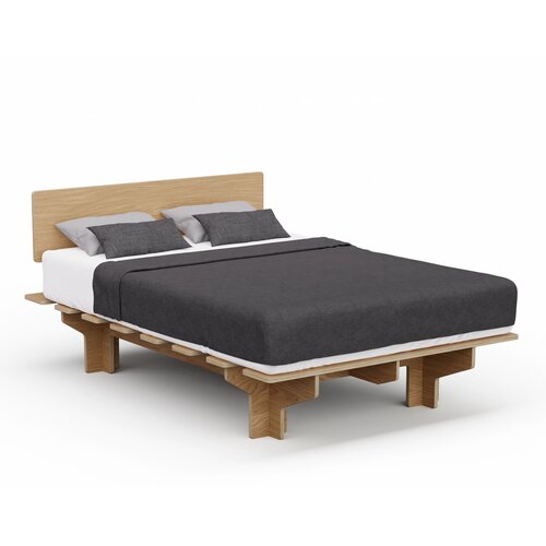 Blumfeldt NordicAura Double okvir za zakonsko posteljo, 140 cm x 200 cm, robusten, brez orodja, evkaliptusov les, polica Cene