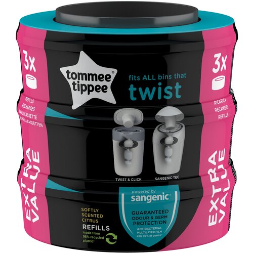 Tommee Tippee Sangenic &amp;quot;twist &amp;amp; click&amp;quot; 3 kazete, ekonomično pakiranje Slike