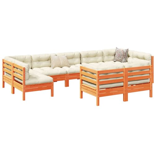vidaXL 9-dijelni set vrtnih sofa s jastucima voštano smeđi od borovine Cijene