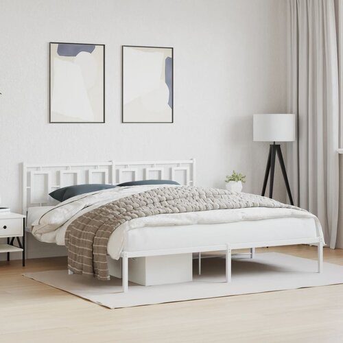  The Living Store Kovinski posteljni okvir z vzglavjem bel 183x213 cm - Posteljni Okvir, (21498051) Slike