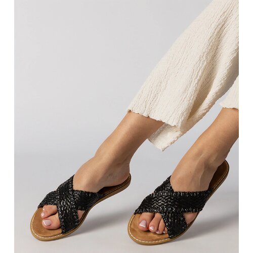 Gemre Black braided women's flip-flops Ellinara Cijene