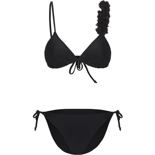 Trendyol Black*001 Flat Triangle Normal Waist Bikini Set with Accessories