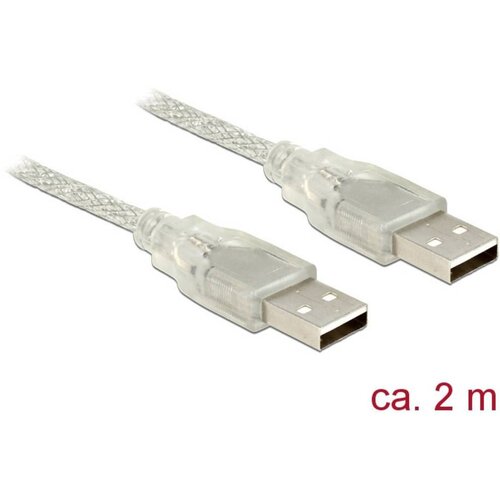 Delock USB kabel USB 2.0 USB-A utikač, USB-A utikač 2.00 m prozirna s feritnom jezgrom 83889 Slike