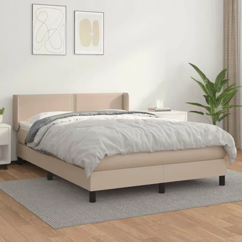  Krevet s oprugama i madrac cappuccino 140x200cm od umjetne kože