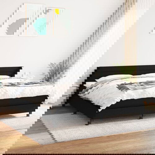 VidaXL Box spring postelja z vzmetnico črna 160x200 cm blago Slike