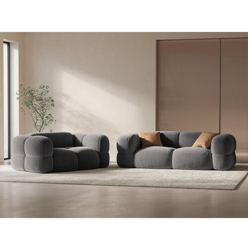 Cosmopolitan Design Siva žametna sedežna garnitura 210 cm Loretto &amp;ndash; Slike