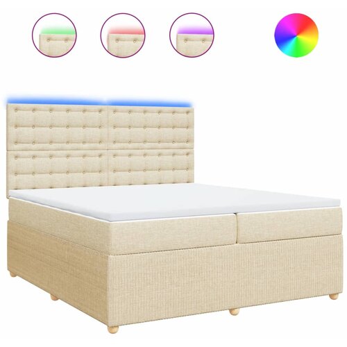 vidaXL Box spring postelja z vzmetnico krem 200x200 cm blago, (21304937) Cene