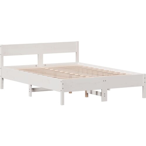 VidaXL Posteljni okvir z vzglavjem bel 150x200 cm trdna borovina, (21018234) Slike
