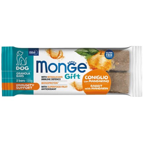 Monge gift immunity support dog rabbit - granola pločice sa zečetinom i mandarinom (120g) Slike