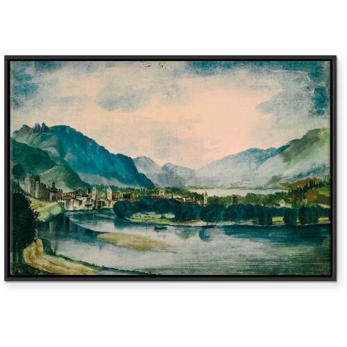  Slika - Albrecht D&amp;uuml;rer &amp;ndash; View of Trento from the North 90x60 U crnom drvenom okviru Slike