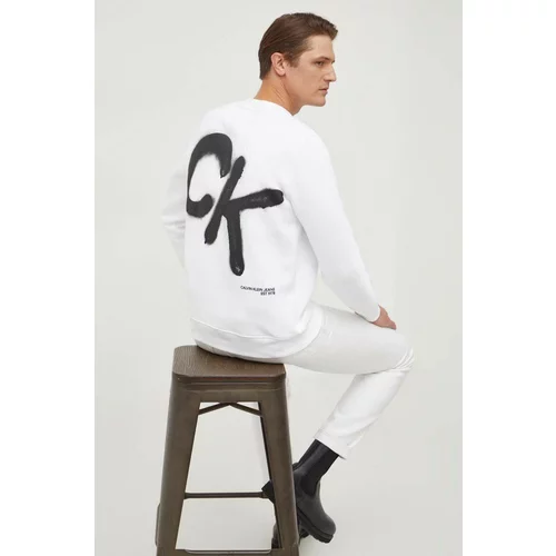 Calvin Klein Jeans Pulover moška, bela barva