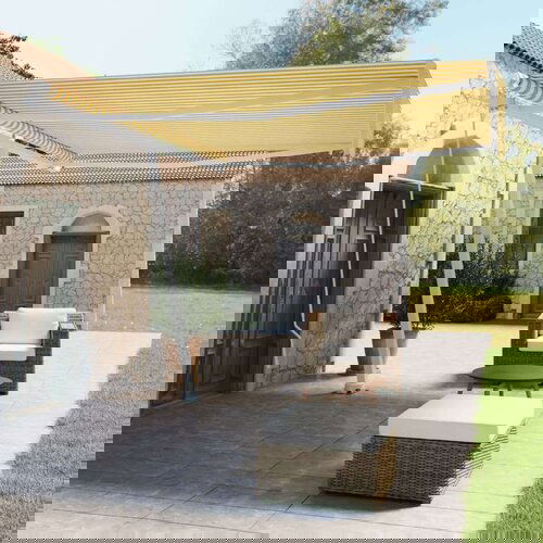  Samostojeća tenda na ručno uvlačenje 400 x 350 cm žuto-bijela Cijene