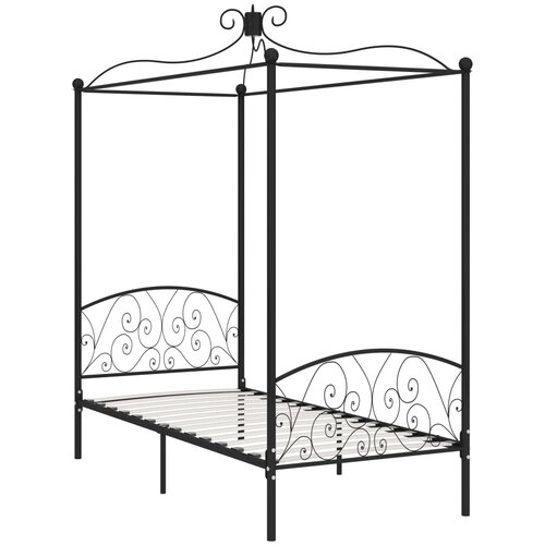  Okvir za krevet s nadstre&amp;scaron;nicom crni metalni 90 x 200 cm Slike
