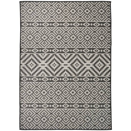 VidaXL zunanja preproga plo&amp;scaron;čato tkanje 120x170 cm črne črte Slike